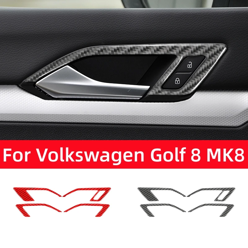 

Для Volkswagen VW Golf 8 MK8 2020 2021 автоматическая внутренняя дверная ручка, декоративная рамка, накладка из углеродного волокна, аксессуары для салона автомобиля