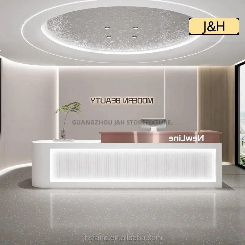 custom.Reception Desk Stations Counter Table L-Shap Cashier Checkout Counter Company Front Desk Bar Cashier Retail Shop  Counter