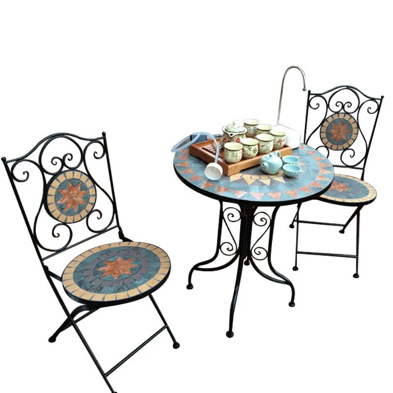

Balcony Table and Chair Courtyard Outdoor Outdoor Cafe Garden European Round Table Leisure Table and Chair