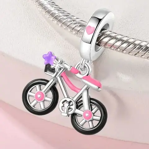 100% 925 فضة زهرة بالون الشوكولاته هدية دراجة Charms الخرز المعلقات صالح 3 مللي متر أساور DIY بها بنفسك غرامة صنع المجوهرات