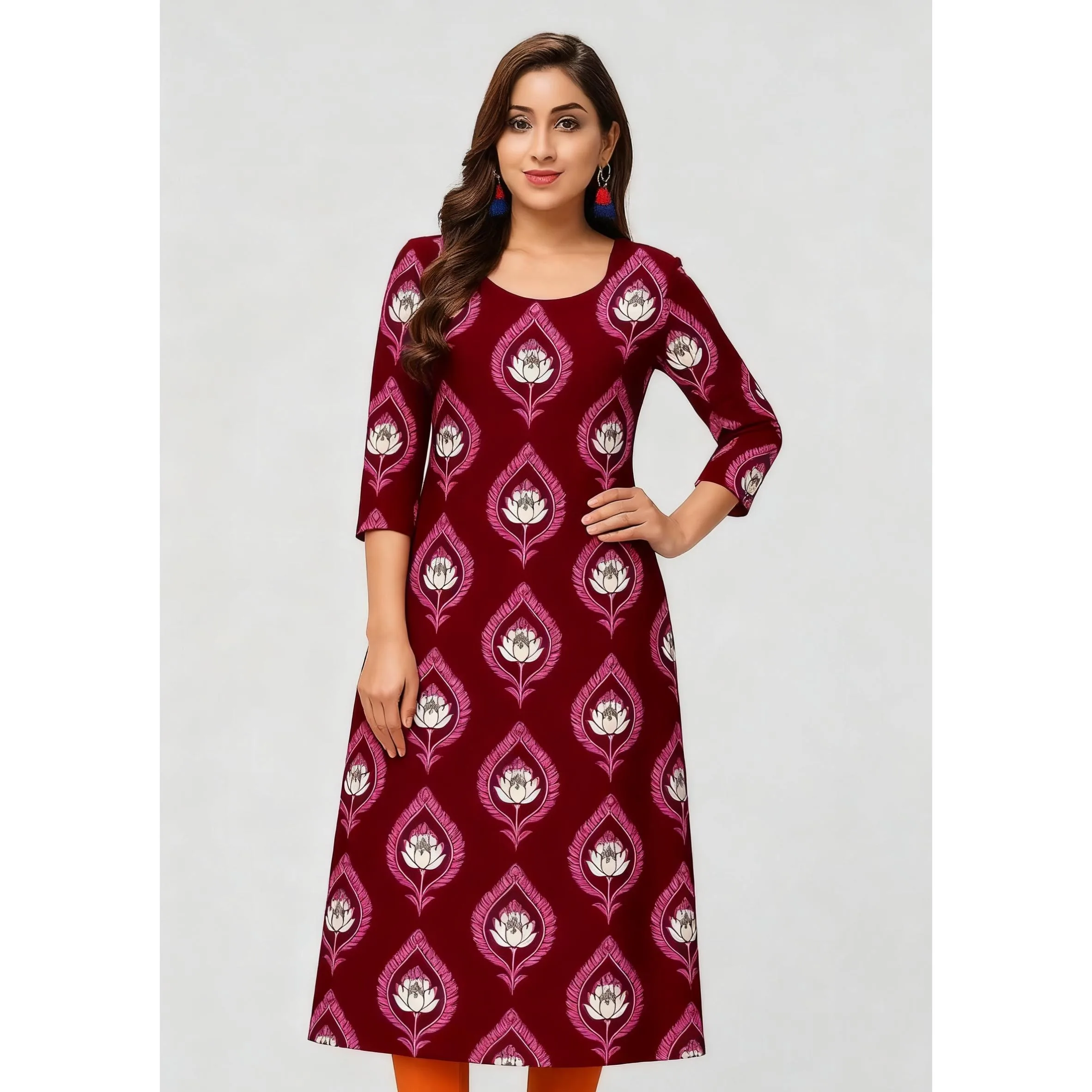 المرأة المسلمة عارضة عصرية مريحة أنبوب مستقيم عارضة العرقية الطاووس النمط الوطني Abito Donna Musulmana #1