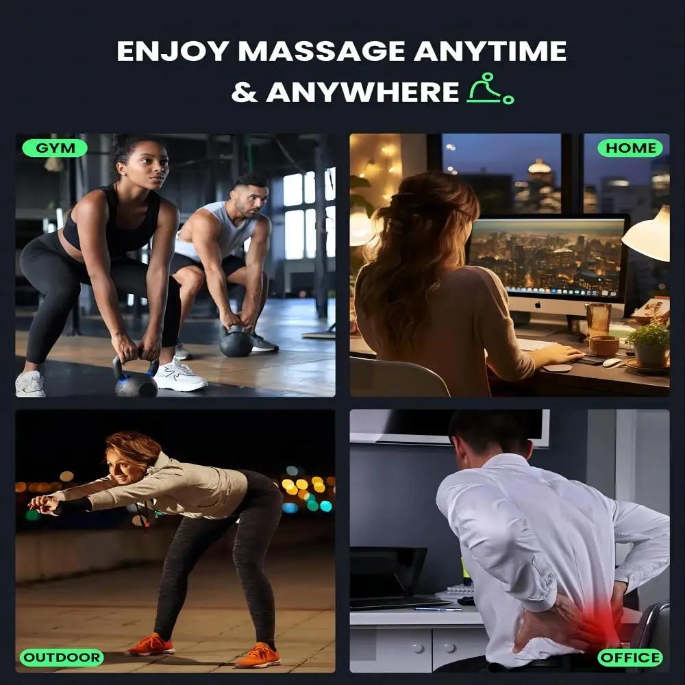 Handheld Four Heads Massage Gun Deep Tissue Percussion Back Massager Gun for Athletes Muscle Fascial Gun for Pain Relief in Body