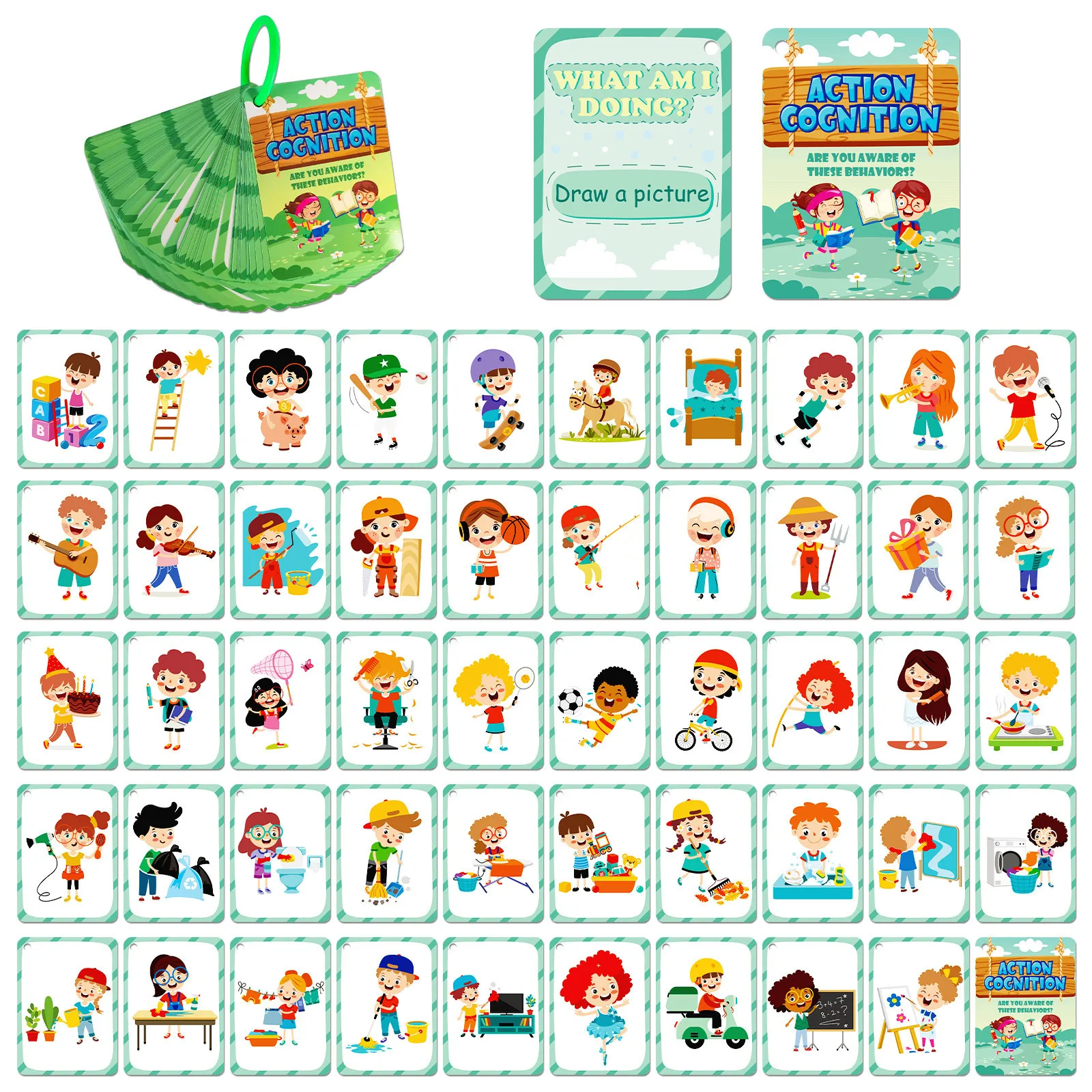 

50 Behavior Cognition Educational Cards Puzzle Early Education Enlightenment Double Sided Fun Puzzle Toy Useful Engaging