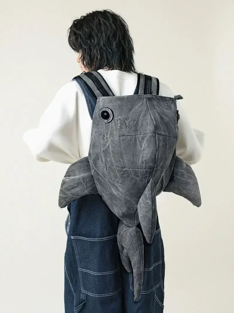 Whale Shark Shape Backpack Cartoon Personalized Animal Travel Bag Student Schoolbag Fashion Large Capacity Durable Knapsack