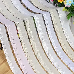 25mm Wide Cotton Embroidered White Flower Lace Fabric Dubai Sewing DIY Trim Wedding Applique Ribbon Collar Cloth Guipure Decor