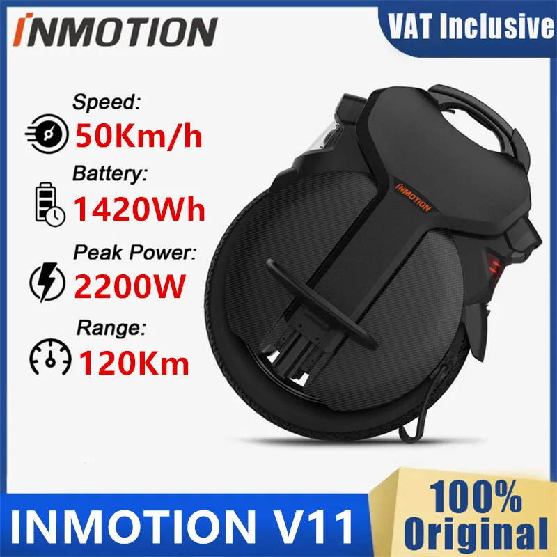 EU STOCK Original INMOTION V11 Electric Unicycle 84V 2200W Self  Balance Scooter 120km Long Range 50km/h V11 EUC Monowheel