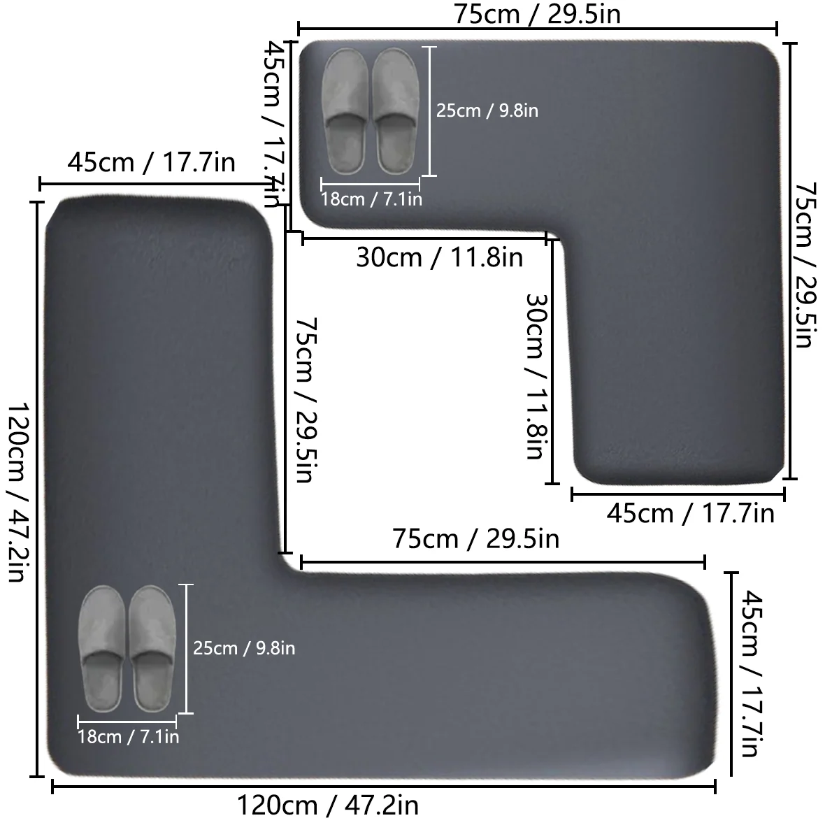 L-shaped toilet door absorbent mat thick bathtub mat bathroom dirt-resistant non-slip soft floor mat door mat entrance mat