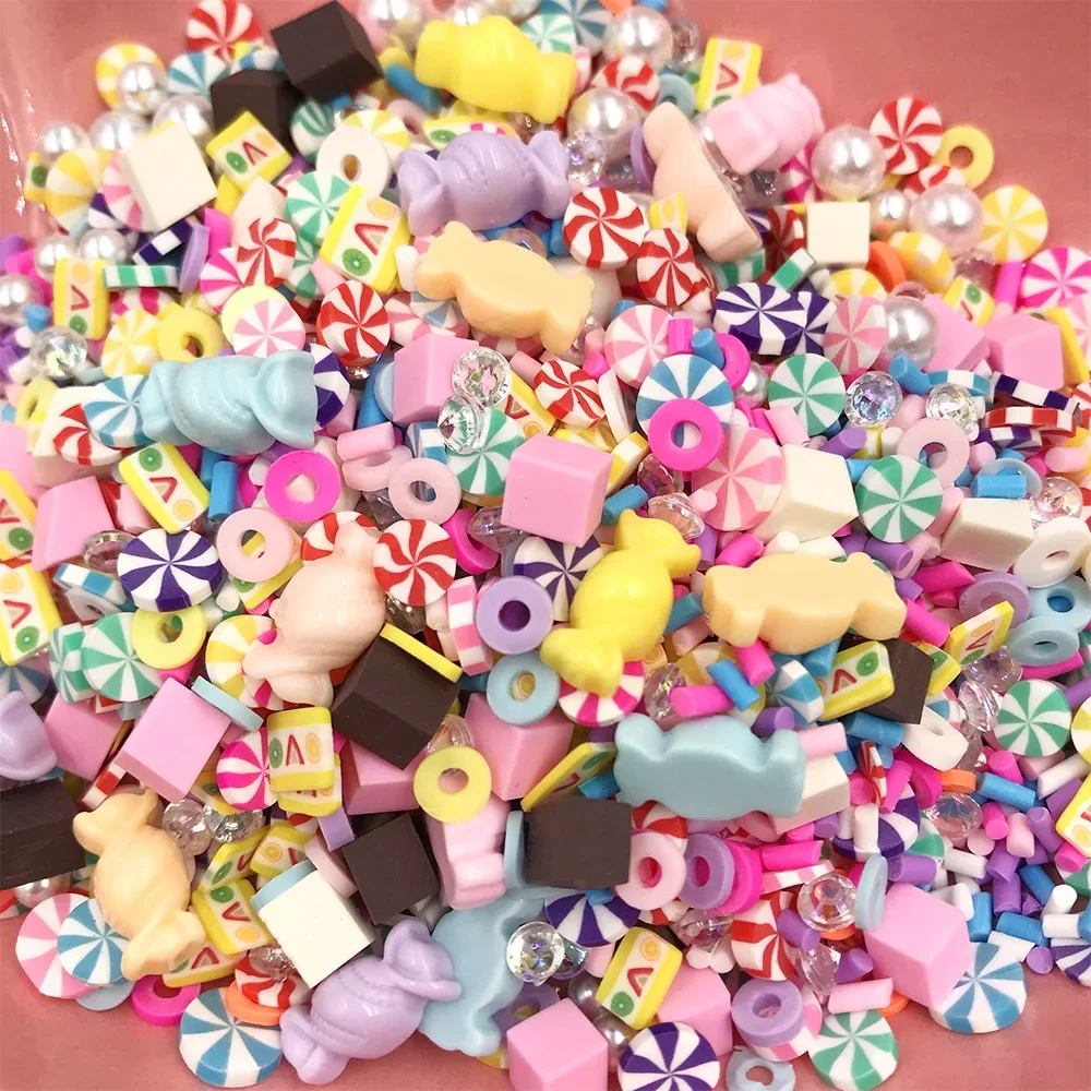 20g Assorted Cartoon Flower Fruits Slice Polymer Clay Sprinkles Crystal Pearls Slime Filling Material DIY Nail Art Decoration