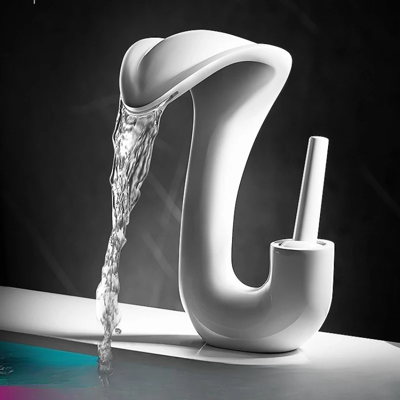 

Faucet Washbasin Household Bathroom Full Copper Waterfall White Hot and Cold Washbasin Washbasin Basin Toilet Toilet