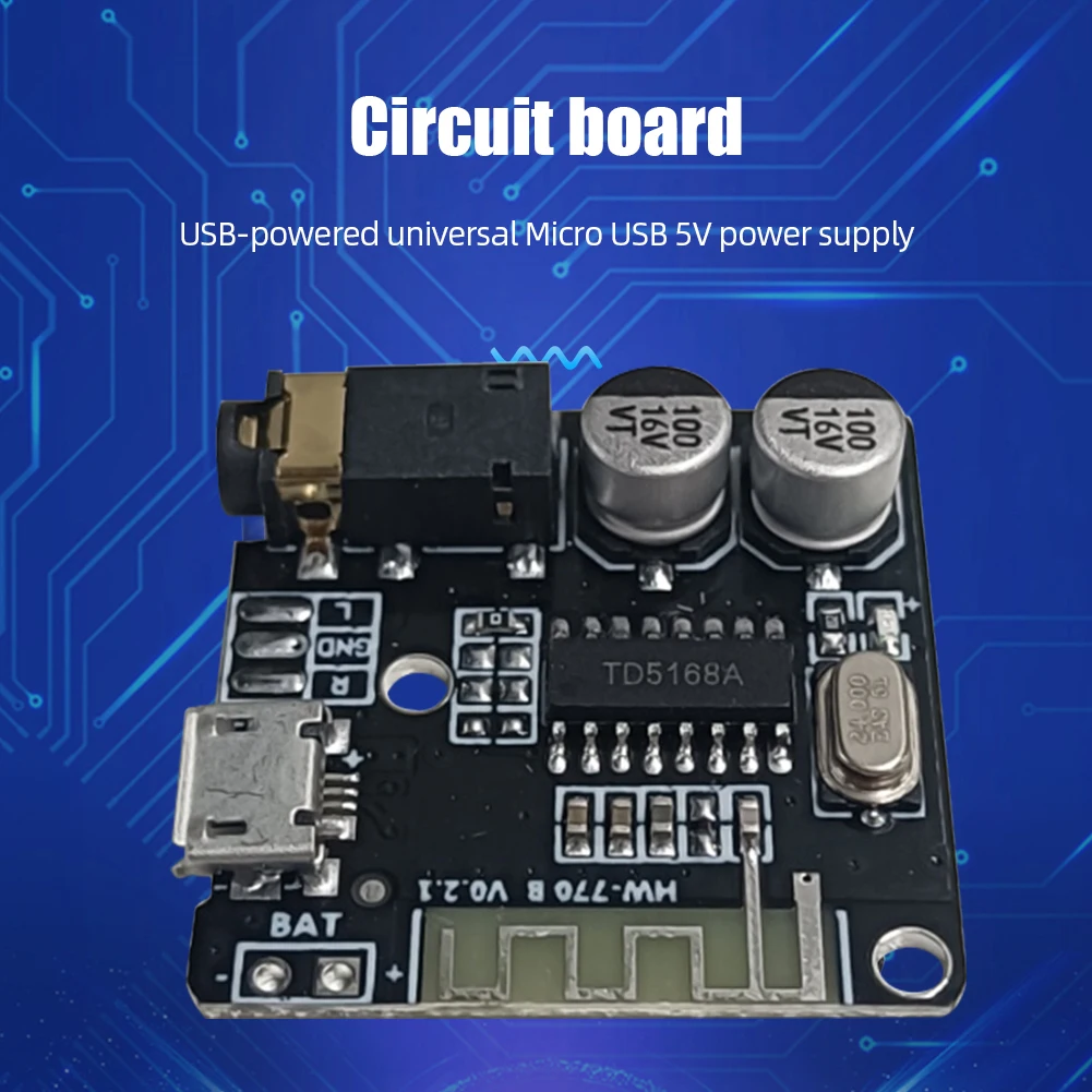 MP3 Lossless Decoder Board Bluetooth-Compatible 4.1/5.0 3.7-5V Wireless Stereo Music Module 3.5mm Audio Aux Micro USB 5V Powered