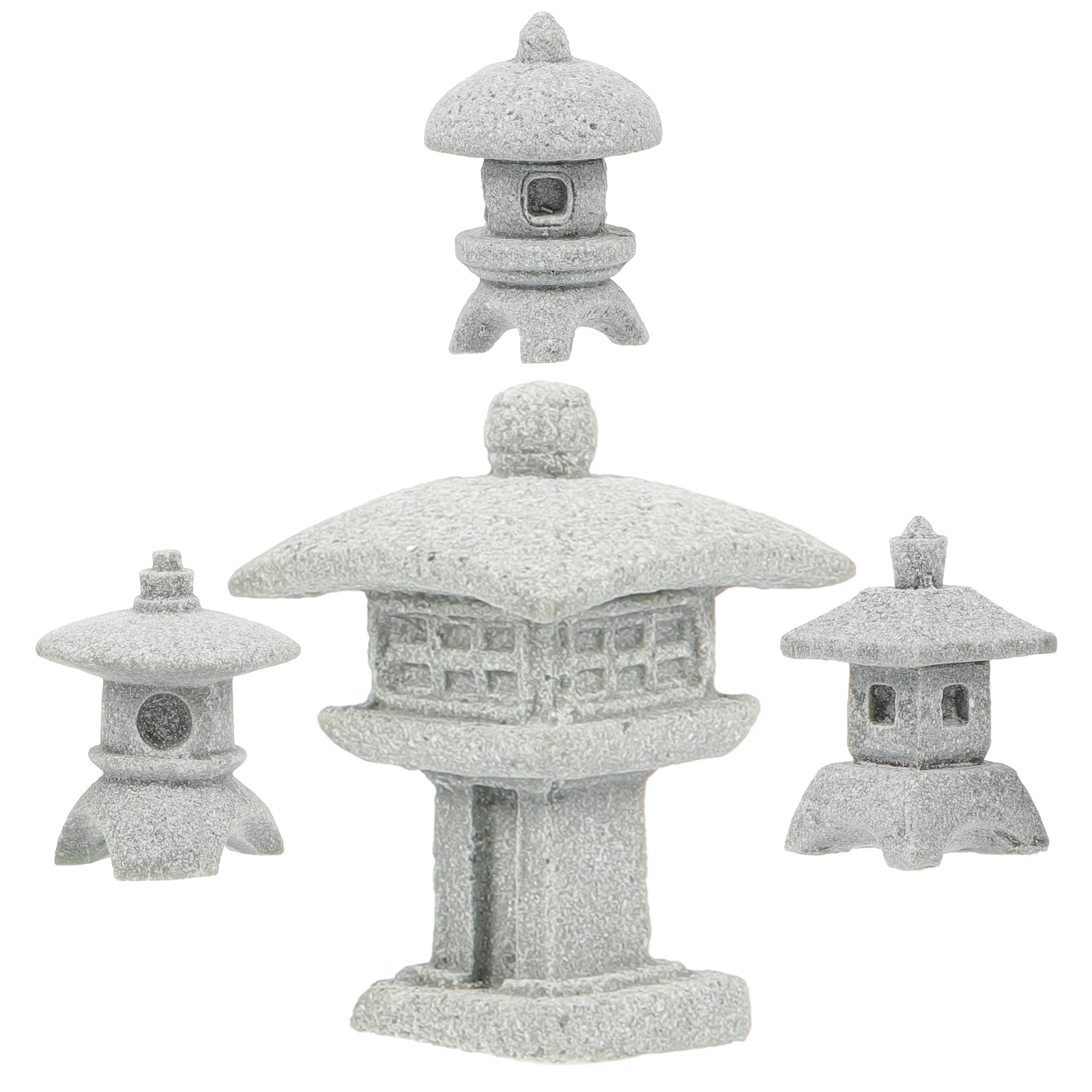 

4pcs Miniature Sandstone Pagoda Statue Japanese Zen Garden Lantern For Micro Landscape Bonsai Decor Mini Garden Accessories Home