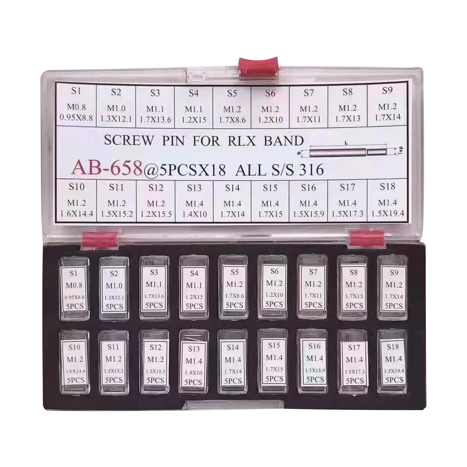 

90 шт. булавки из нержавеющей стали для Rolex диаметром от 0,8 мм до 0,4 мм, длина 8,8 мм - 19,4 мм, ремешок для часов, ремень, инструменты для ремонта часов, булавка