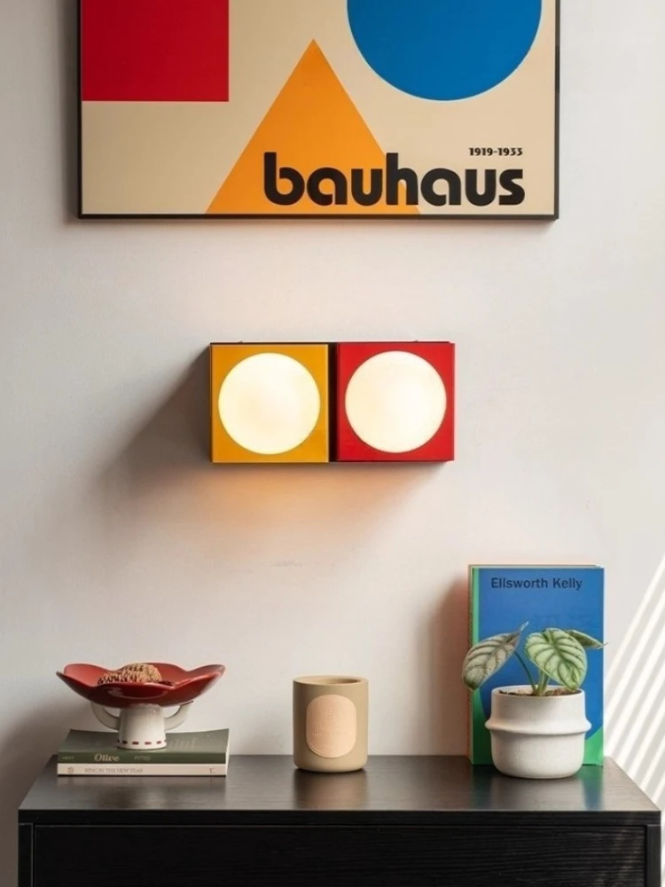 Memphis Bedroom Bedside Wall Lamps Red Yellow Glass Ball Lamp LED Modern Color Dopamine Living Room Corridor Aisle Wall Lights