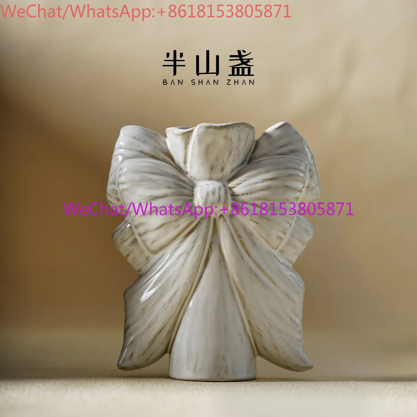 Banshan Zhan wabi-sandy wind ceramic vase ornament white special-shaped small vase retro