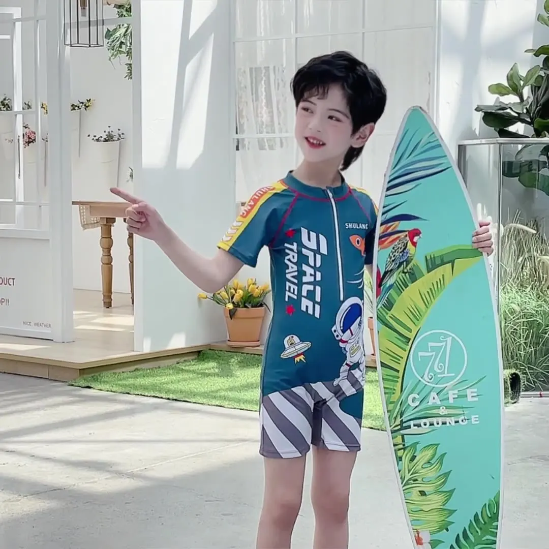 Costumi da bagno per bambini da bambino Costumi da bagno interi con cerniera Costume da bagno con cerniera UPF 50+ con cappello Set costume da bagno dinosauro