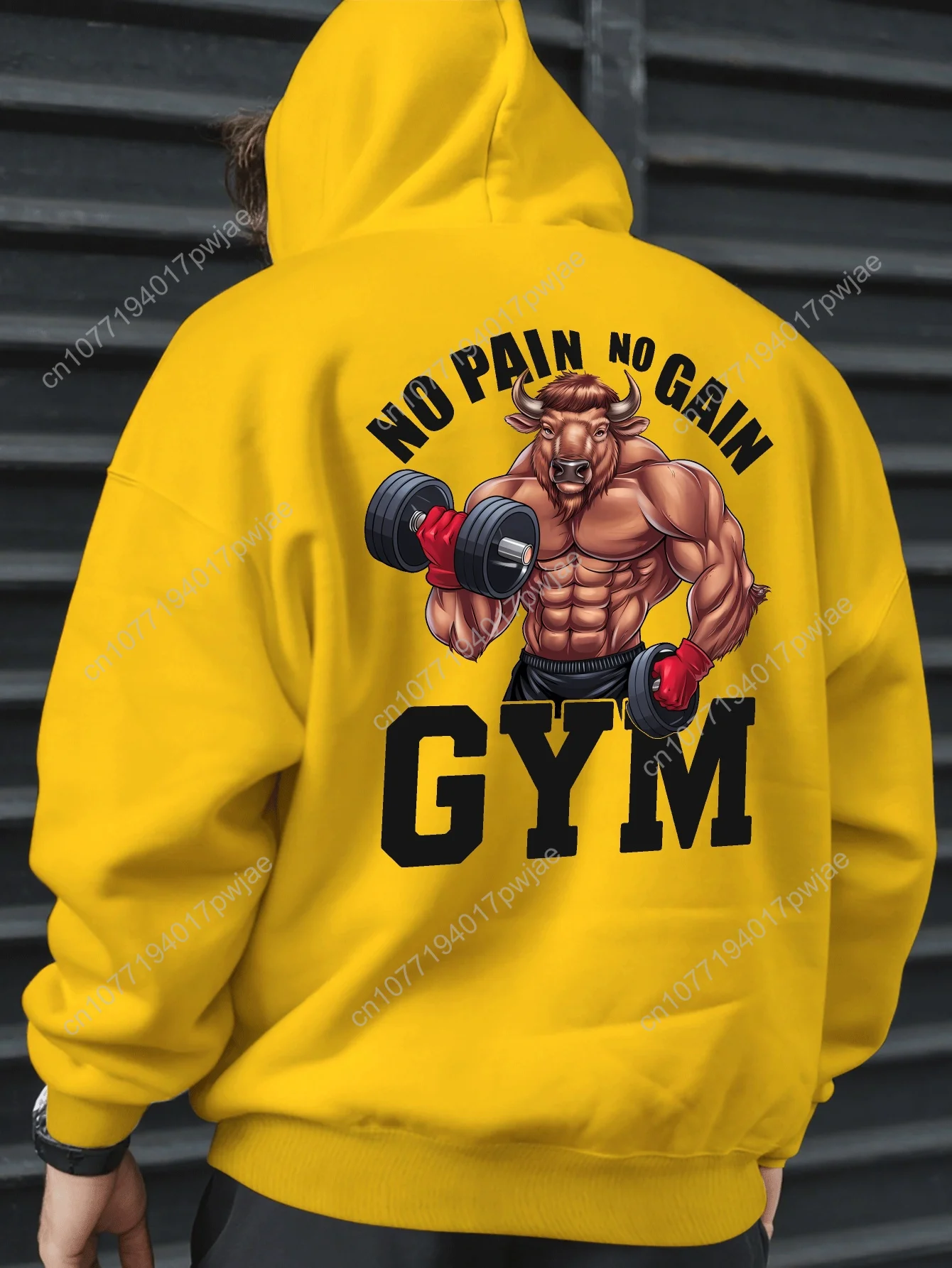 Sweat à capuche pour hommes, sans douleur, sans GAIN GYM, nouveau style de rue cool, imprimé sur le dos, hauts de style gratuit pour automne et hiver, caillot