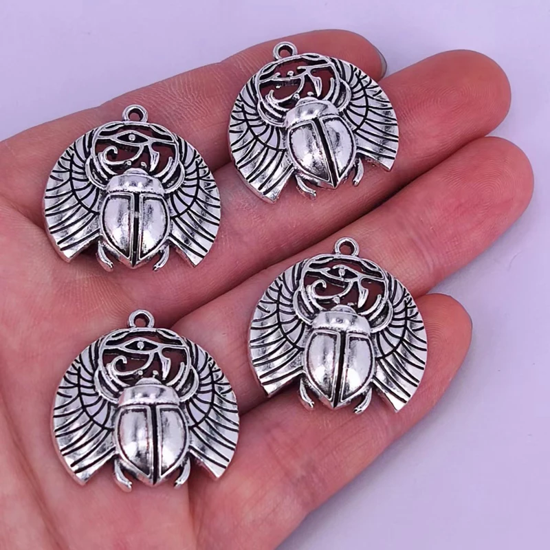 5pcs Vintage Eye of Horus Round Pendant charm Amulet Egypt Protection Abalone Shell Bug Scarab Animal Charm Jewelry DIY WOMEN