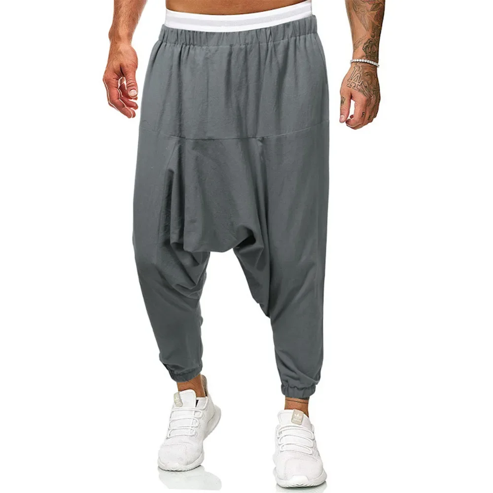 Men's Harem Pants Drop Crotch Japanese Streetwear Individualized Design Track Pants Ankle Length Casual Oversized Male Pants