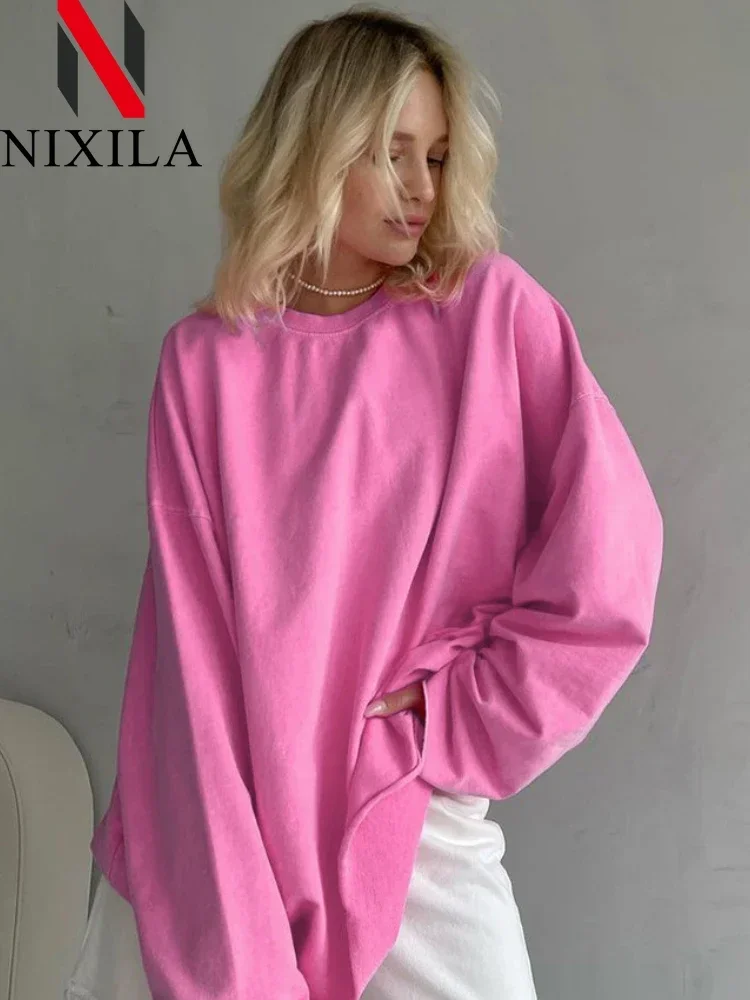 

Spring Autumn Long Sleeved Tops Women Cotton Tees T-shirt Female Streetwear O-Neck Casual Oversized T Shirt for Women Clothing