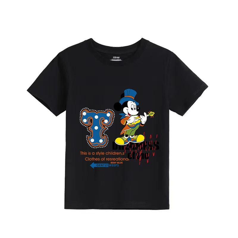 

Kids Girls Red T-shirt Cartoon Minnie Mickey Print Kids Summer Girls Casual T-shirt Quick Drying Round Neck Short Sleeve