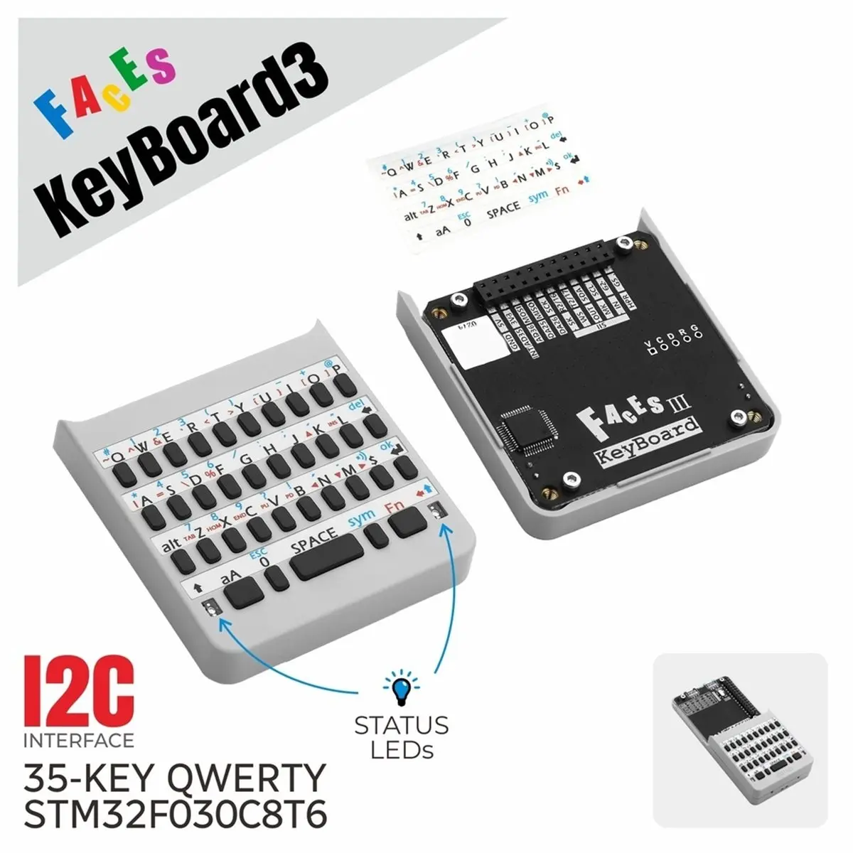 【~ New Y24A】Faces Keyboard Panel V3.0 35-Key QWERTY Full Keyboard Faces Keyboard3 STM32 Main Controller for Faces Bottom Series