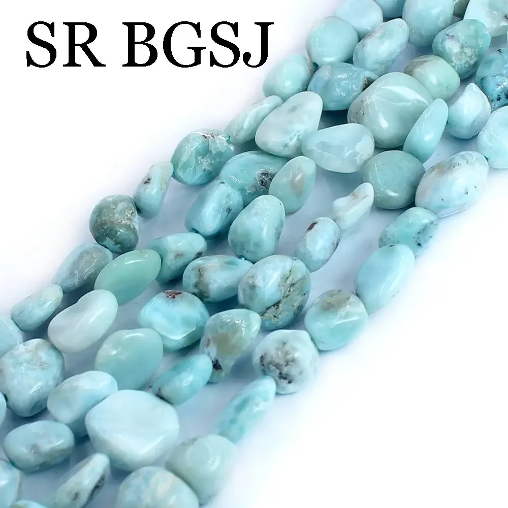 8-10mm Irregular Genuine Larimar Beads for Jewelry Making 15inches Natural Stone  Diy Bracelet