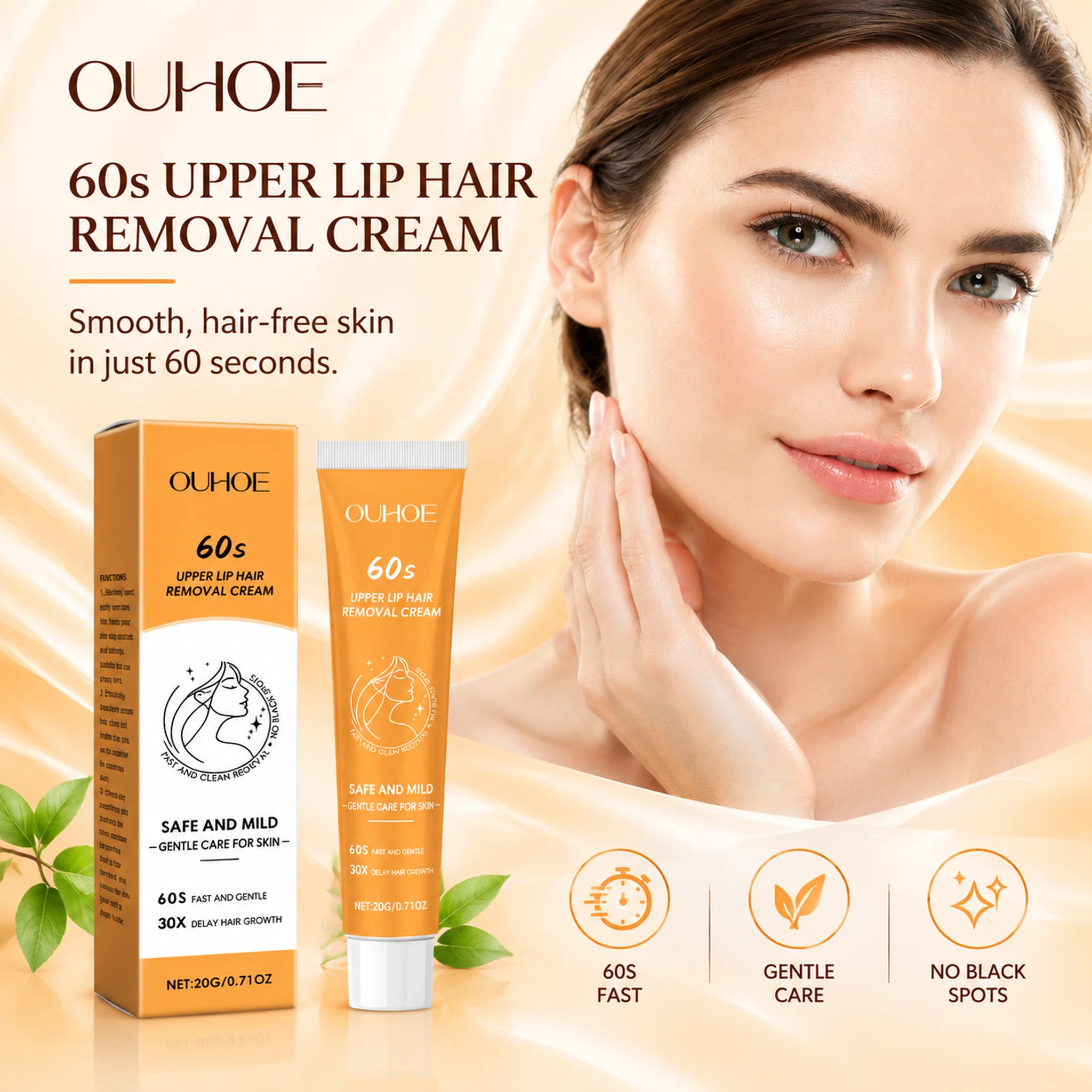OUHOE Upper Lip Hair Removal Cream Fast Gentle Painless Health Hair Remover Growth Inhibitor For Body Lip Armpits Leg Care Women