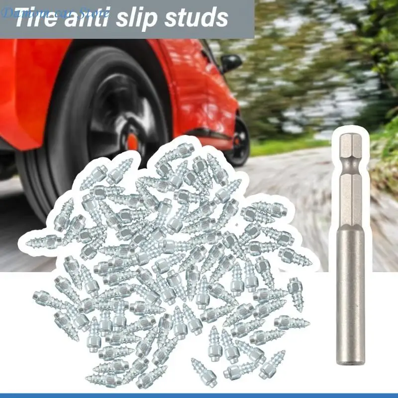 

A2UC 9mm 12mm Steel Screw Tire Studs,100Pcs Snow Spikes AntiSlip AntiIce Spikes with Installation Tool for Car Motorbike