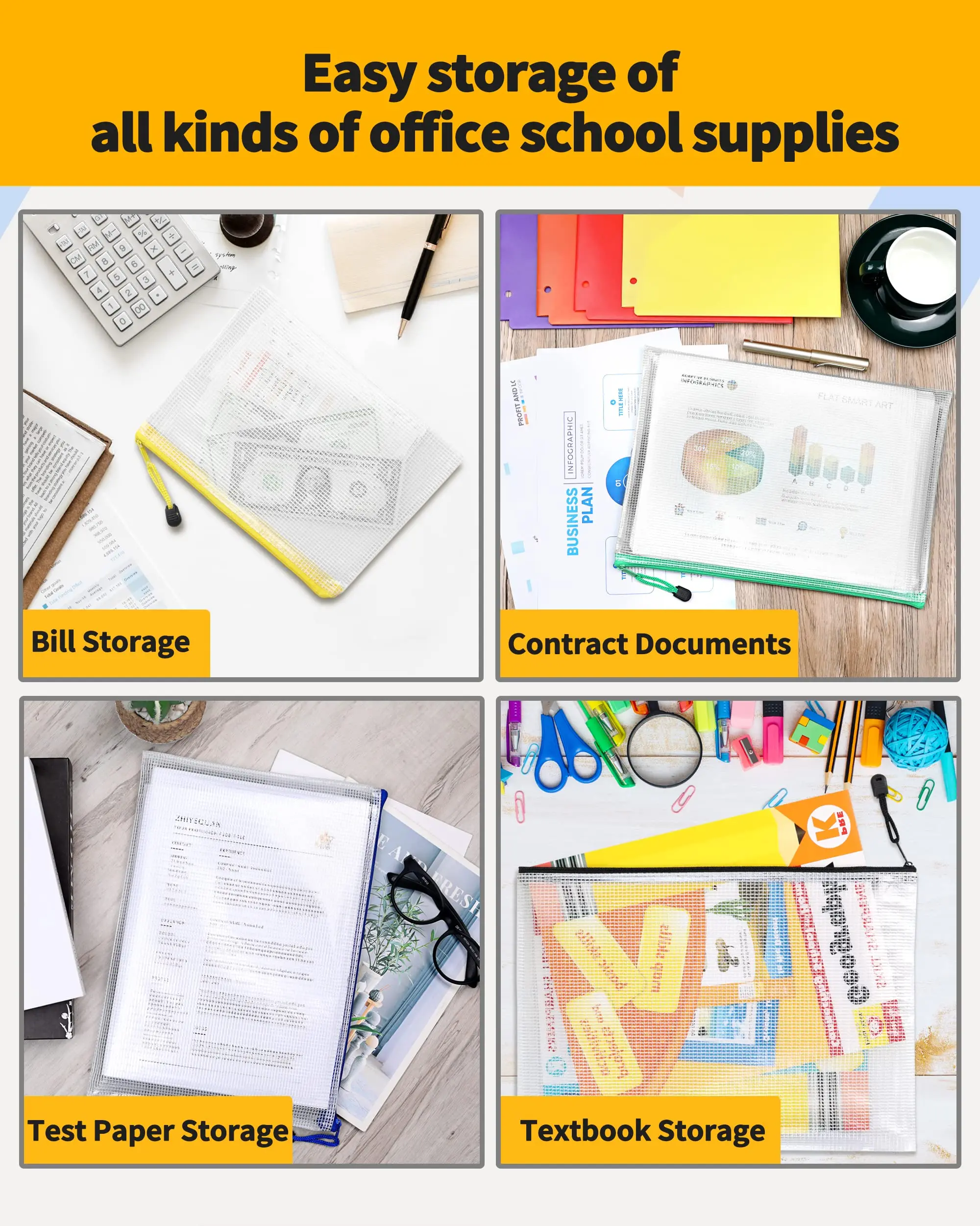 Сумка для документов на молнии, пластиковые папки формата А4/А5, прозрачная водонепроницаемая сумка для хранения файлов формата А3, школьные и офисные канцелярские принадлежности