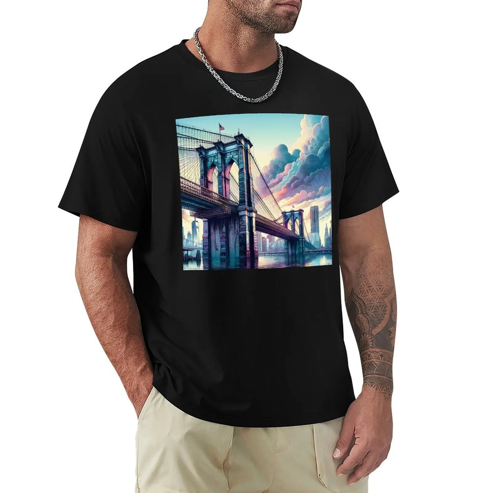 Gateway to the City T-Shirt Casual Breathable Short Sleeve Top