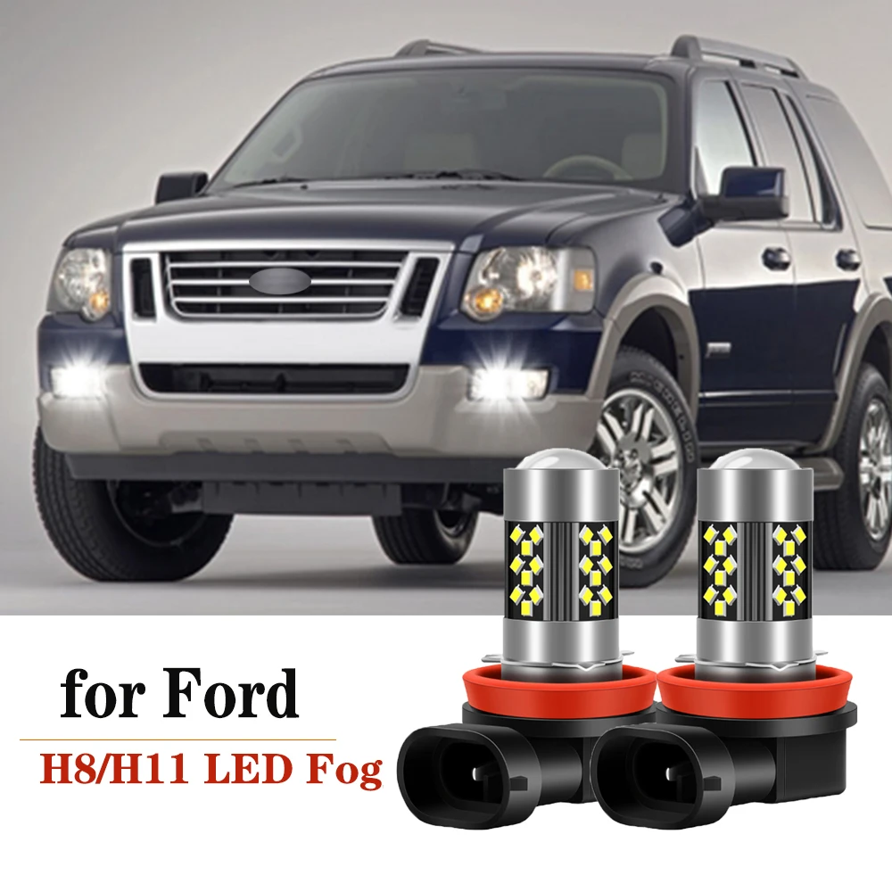 

2pcs 2400LM For Ford Explorer 2011 2012 2013 2014 2015 LED H8 H11 Fog Light Bulb Car DRL Lamp 6000K 12V