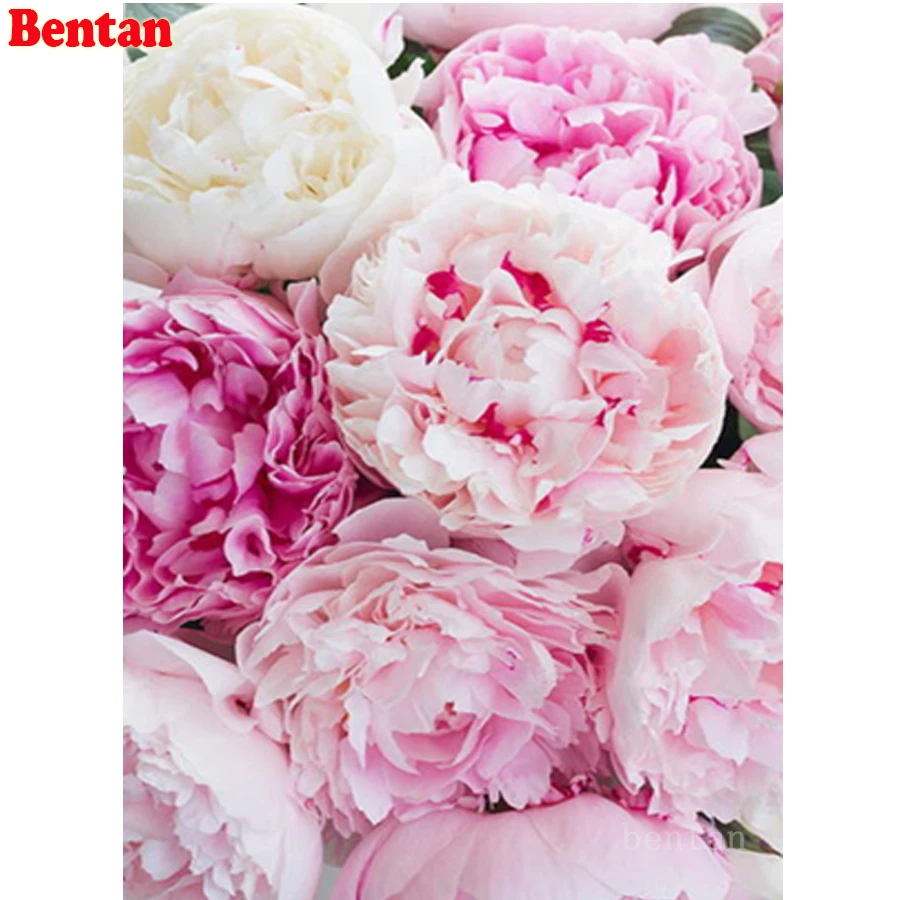 5D diamond painting stitch cross Blooming pink peonies diamond embroidery full square drill diamond mosaic home decoration gift