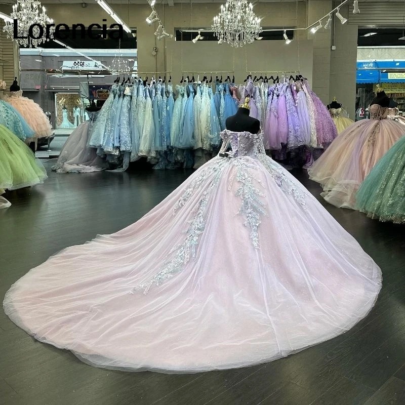 Aangepaste paarse Quinceanera jurk baljurk zilveren kant applique kralen Mexicaanse korset Sweet 16 vestidos de 15 años YQD765