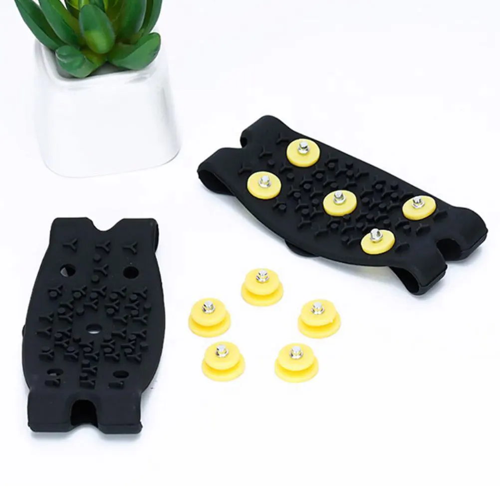 

2 Pairs Black TPE Ice Grippers Non slip Shoes Cover Outdoor Climbing Supplies Kids Snow Crampon Spikes Anti Boots