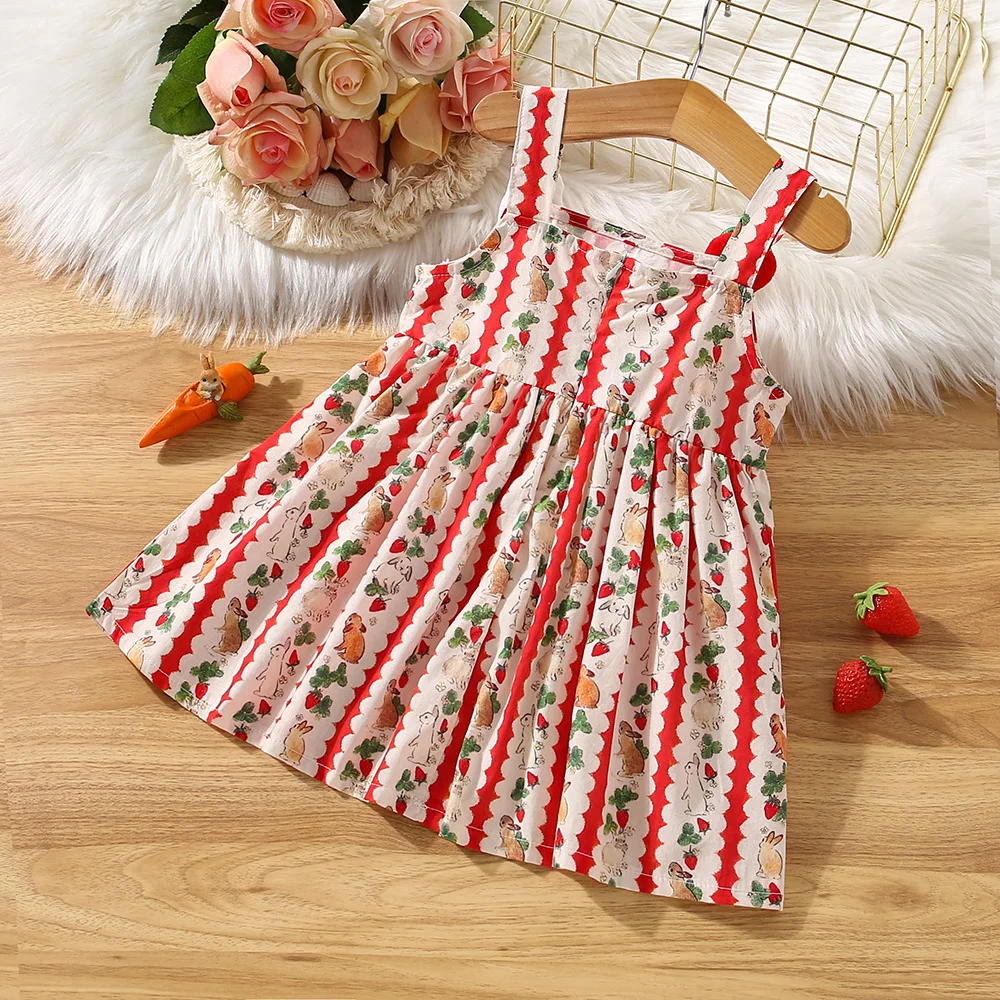 Baby Girl Dress Summer Cotton Cartoon Animal Pattern Suspender Baby Dresses Cute Casual Beach Baby Girl Clothes