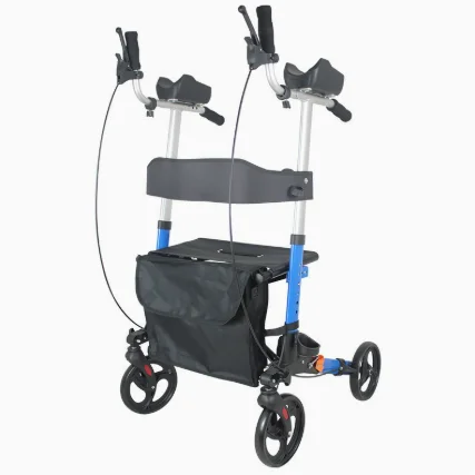 4 Wheels  Upright Walker Stand Up Folding Rollator Seat Padded Armrest Alano