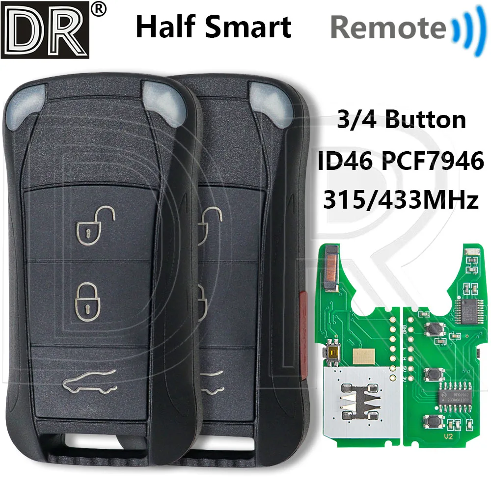 

Great ID46 PCF7946 315/433MHz KR55WK45022 Half Smart Flip Car Remote Control Key For Porsche Cayenne GTS 2004-2011