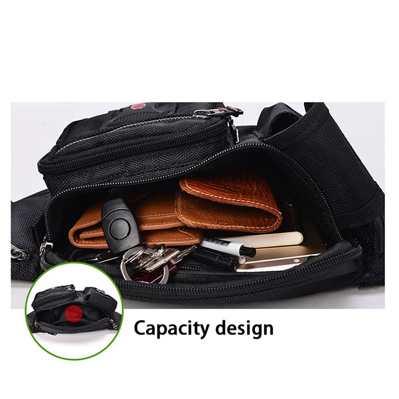 Swiss Multi-function Oxford Waist Bag Men Black Casual Funny Pack Male Multi-pocket Women Money Pouch Belly Bag For Cellphones