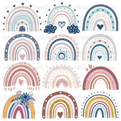 boho rainbow heat transfer for clothes sticker sublimation design iron on patches for clothing gril Diy thermocollants vetement