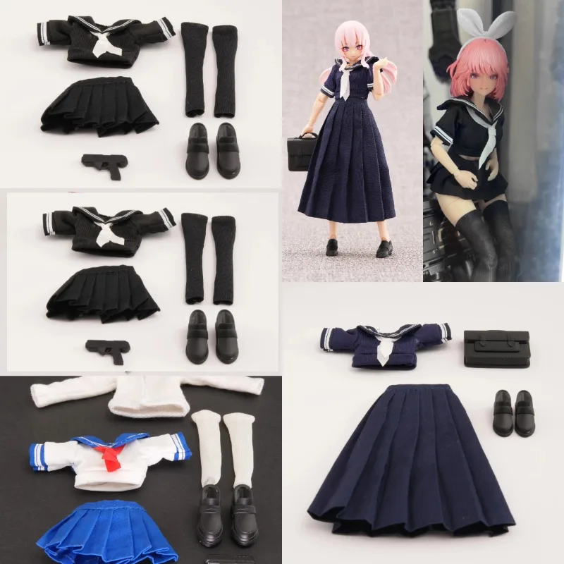 Gel05 1/12 Scale Female 99S Sailor Suit Jk Pleated Skirt School Uniform with Shoes Doll Clothes for 6