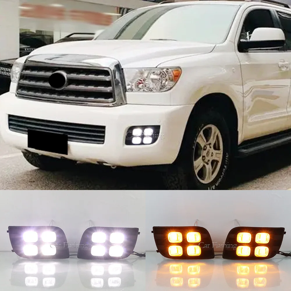 

Дневные ходовые огни для Toyota 07-17 Sequoia, передние противотуманные фары, передний бампер, фонари поворота