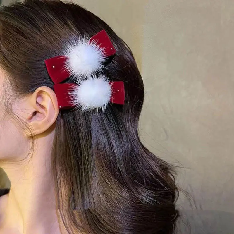 

Bow Hair Ball Women's Hair Clip Korean Fashion Luxury Sweet Style Gift Wedding Party Vacation Side Clip Women's Hair Accessories