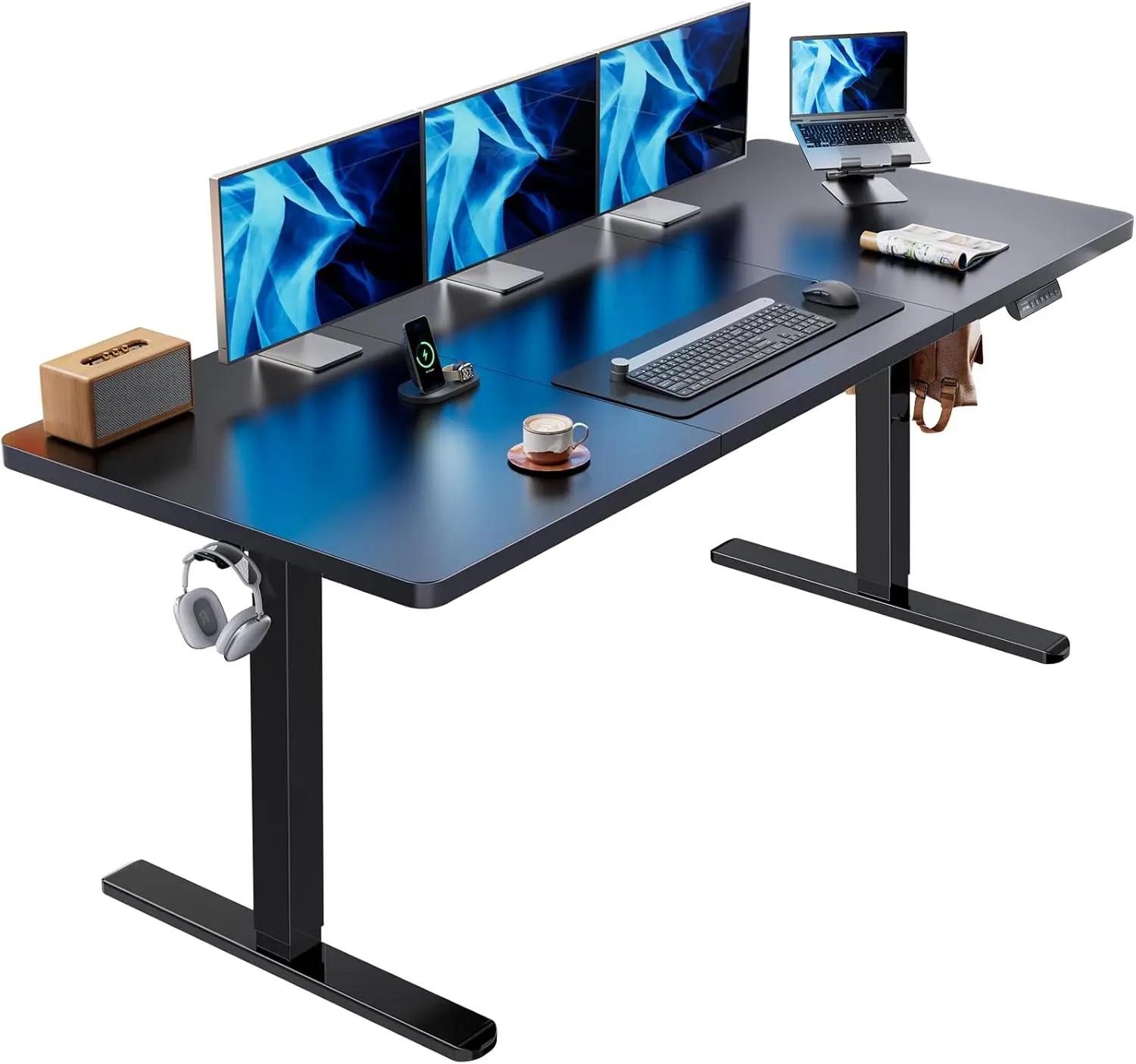 71 x 30 inch Large Height Adjustable Desk 25mm Desktop Thickness with Brushless Motor, Electric Standing Desk 4 Memory Preset