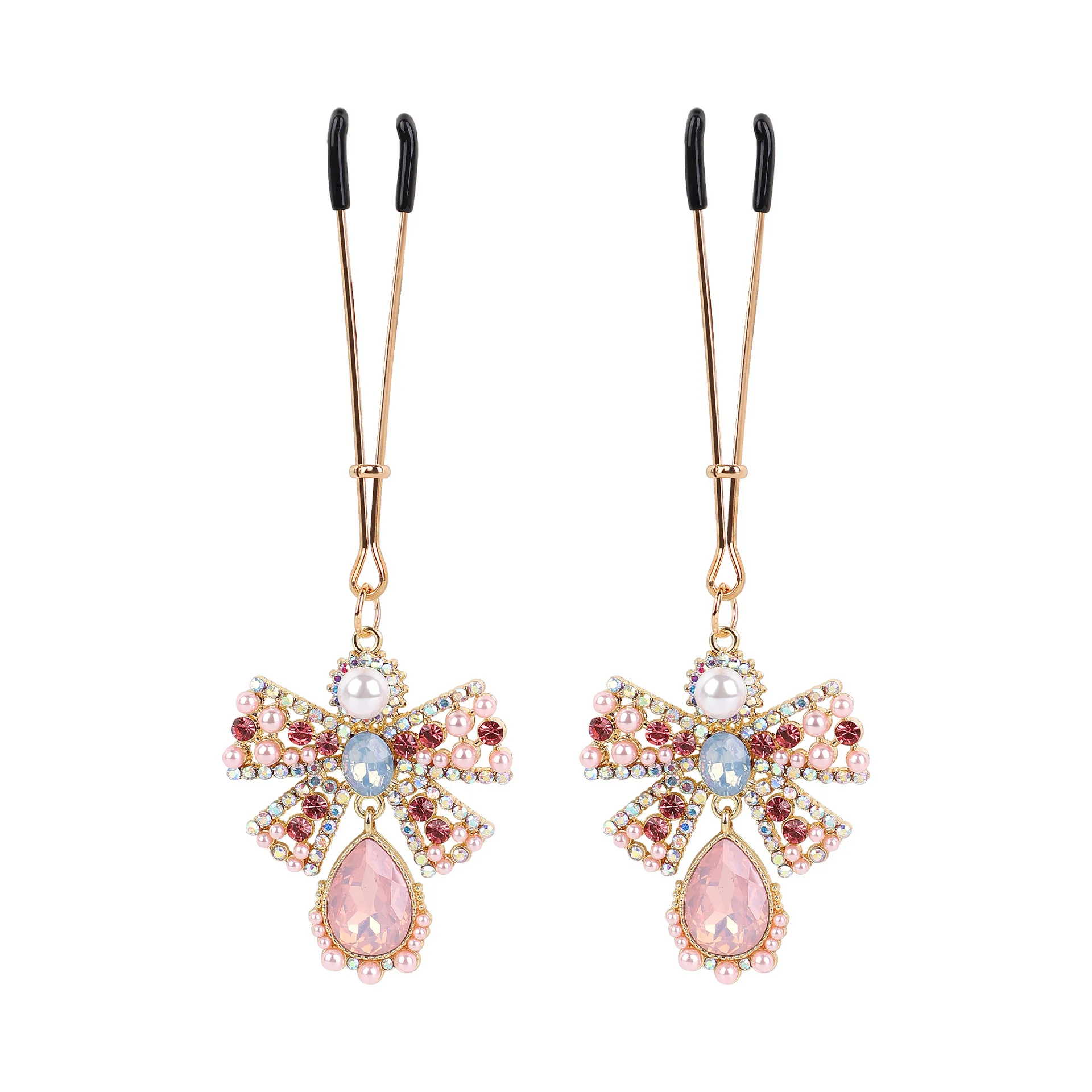 Crystal Butterfly Nipple Clamps & Leash Collar – Zircon Pendant, BDSM Training Bondage Set, Adult Sex Toy & Adult Game