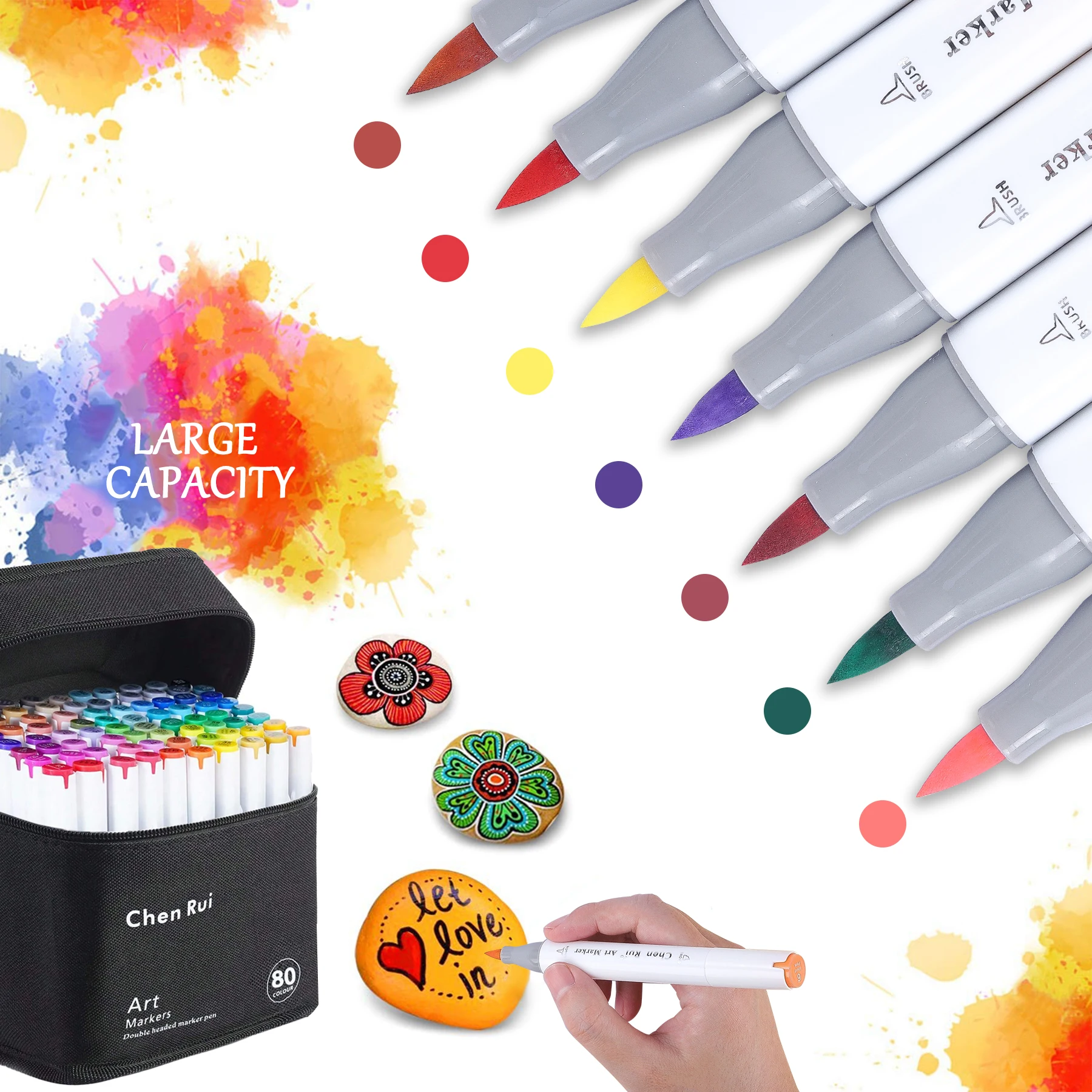 Alcohol Markers Set, 120/80/60/48 Color, Dual Tip Chisel & Fine ...