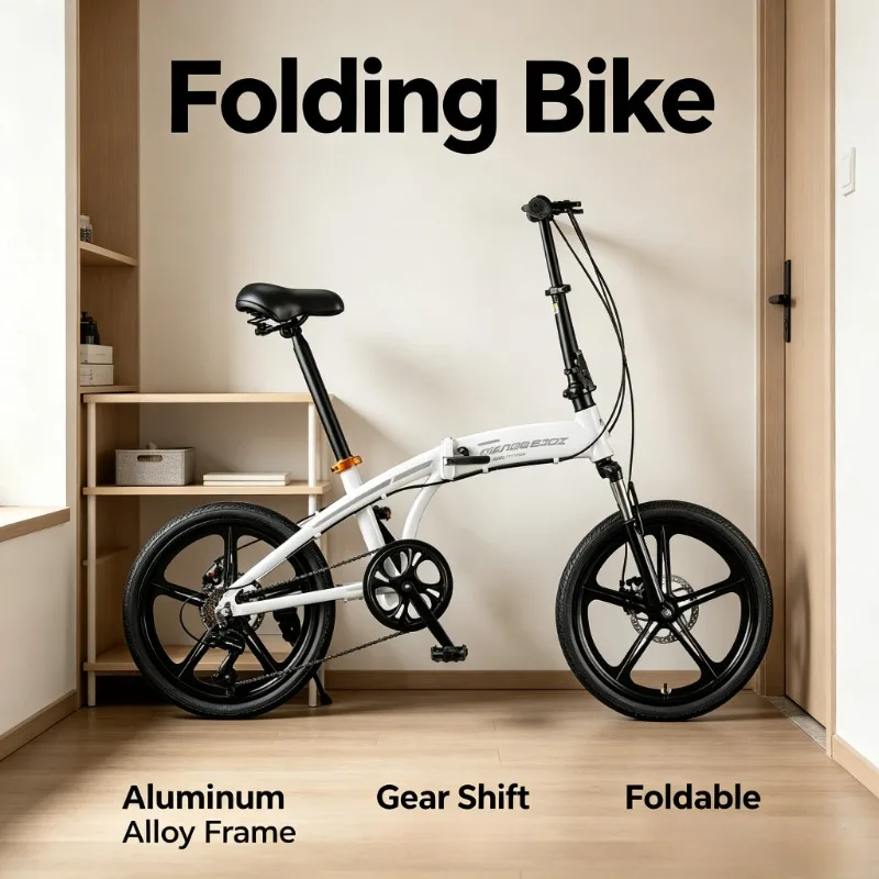 

Lightweight 20-Inch Aluminum Folding Bike for Adults Portable Shock Absorbing Commuter Bicycle Urban Students Daily Travel