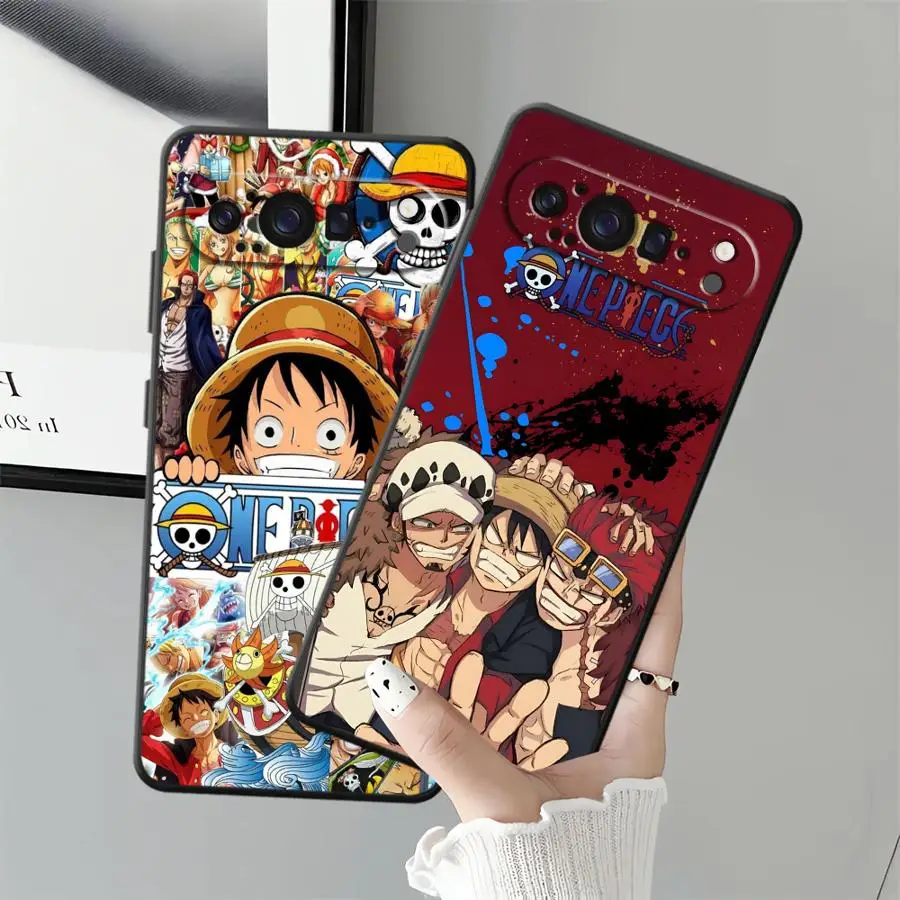 Funda suave negra con póster de Ones Pieces para Google Pixel 7a 10 9 Pro XL 6 7 8 Pro 9a 6a 8a