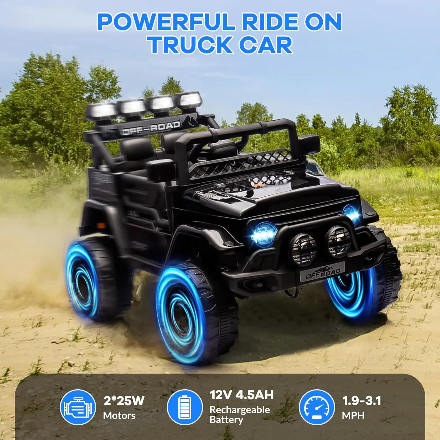 new 12V Kids Ride on Truck with Parent Remote Control, Electric Ride on Toy Car for Ages 3–8, 5 MPH Safe Speed,Music & Stories