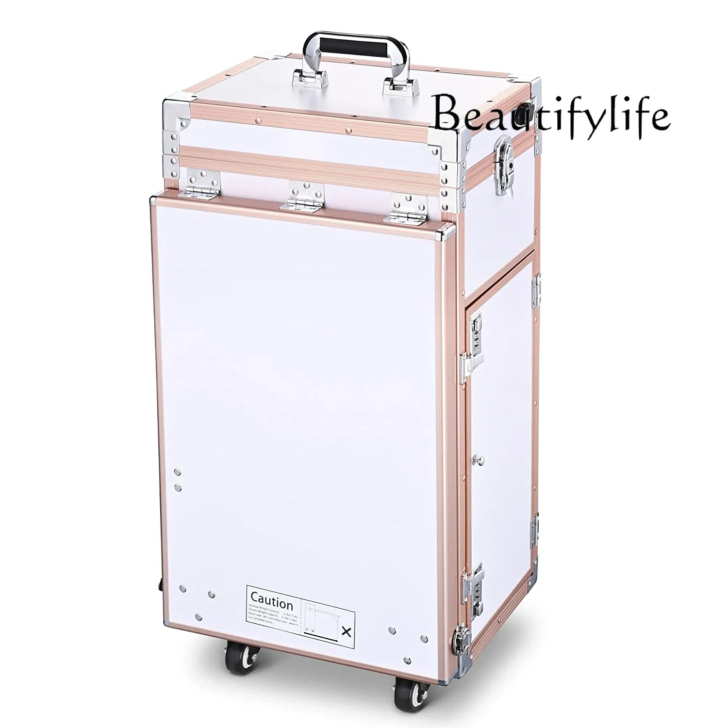 

BJ Manicure Nail Table on Wheels With Drawer Station Desk White Professional Cosmetic Organizer Box with Portable