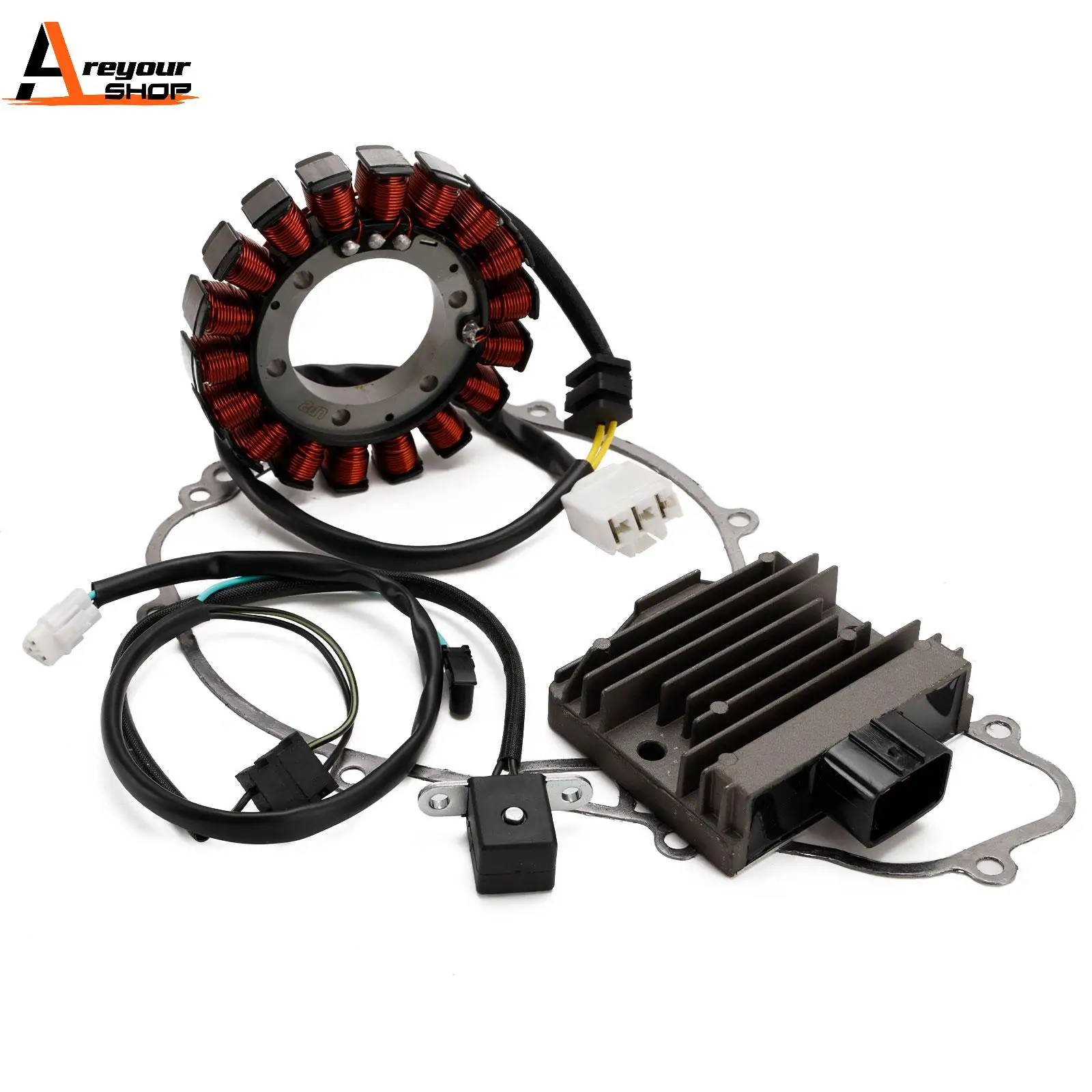 Areyourshop Stator + Voltage Rectifier + Gasket For KAWASAKI KL KLR 650 ADV, ABS 2022-2023